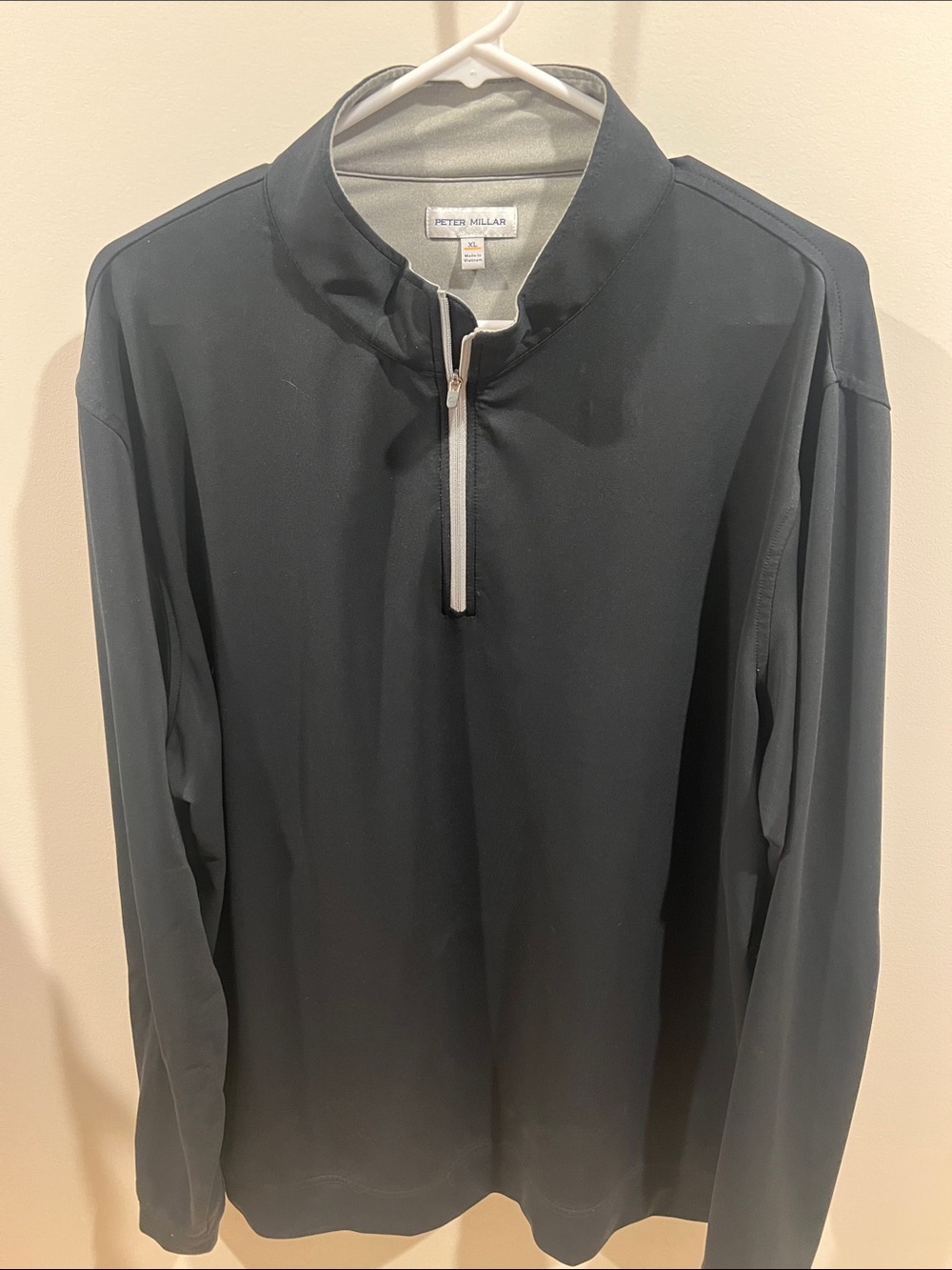 Peter Millar Black Quarter-Zip Performance Jacket with Contrast Trim
